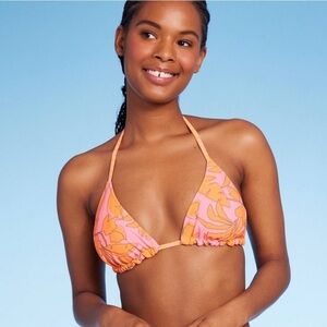 Wild Fable Floral Pink and Orange Bikini Top